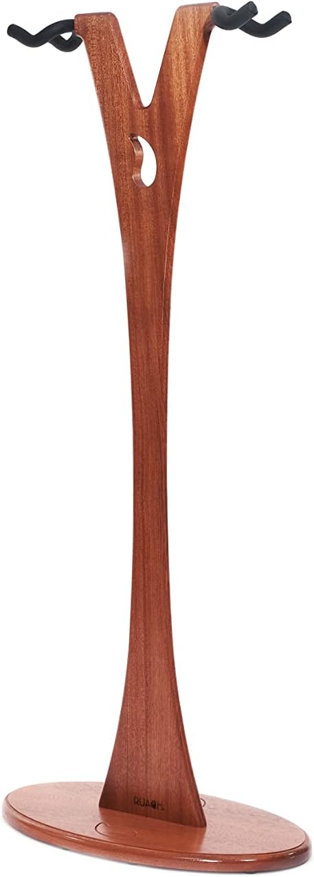 Ruach GS-2 Dual Bass, Acoustic and Electric Wooden Guitar Stand - Mahogany