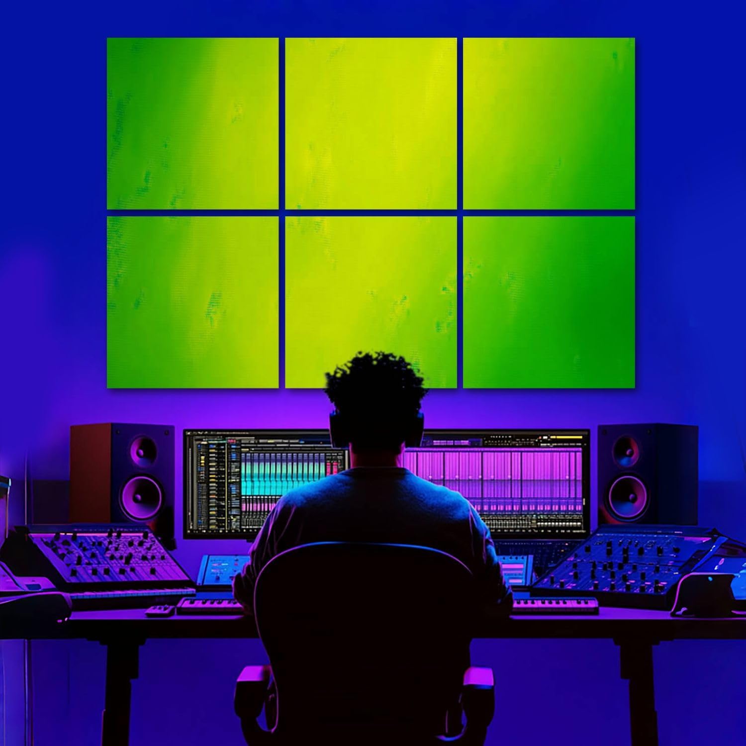 6 Pack Art Acoustic Panels Light gradient bright lime green Sound Absorbing Panel 48