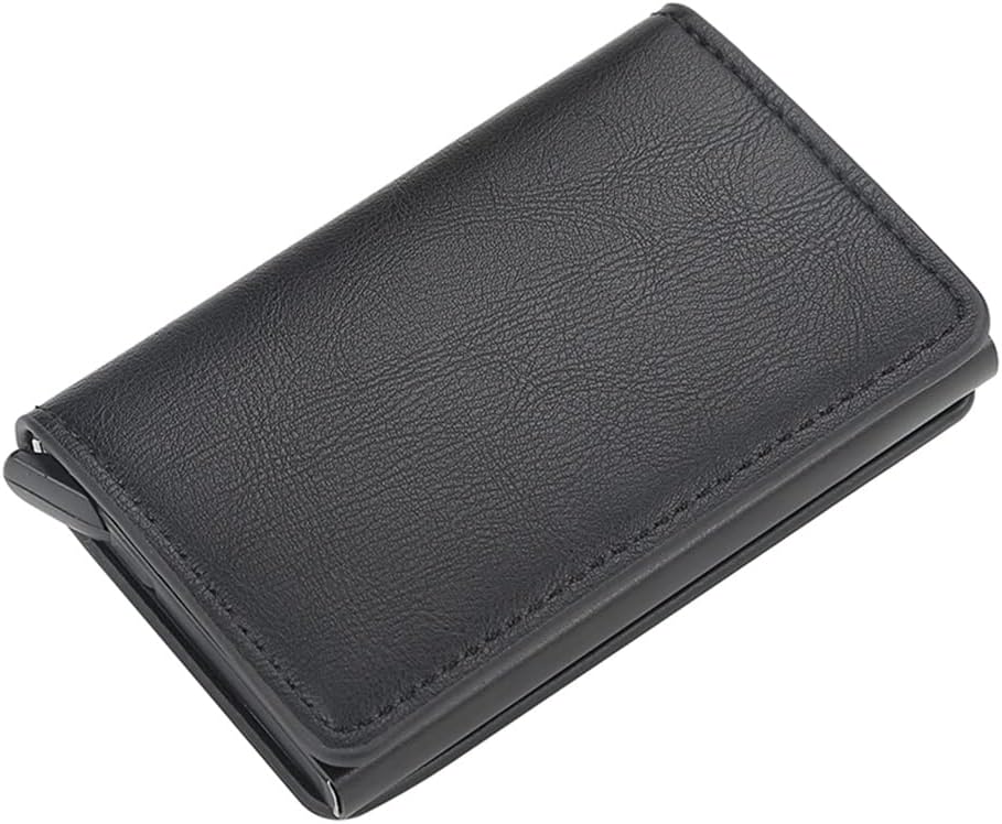 Men Wallet PU Leather Vintage Credit Card Holder Unisex Antitheft Security Aluminum Metal Purse (Color : E, Size : 9.5 * 6cm)