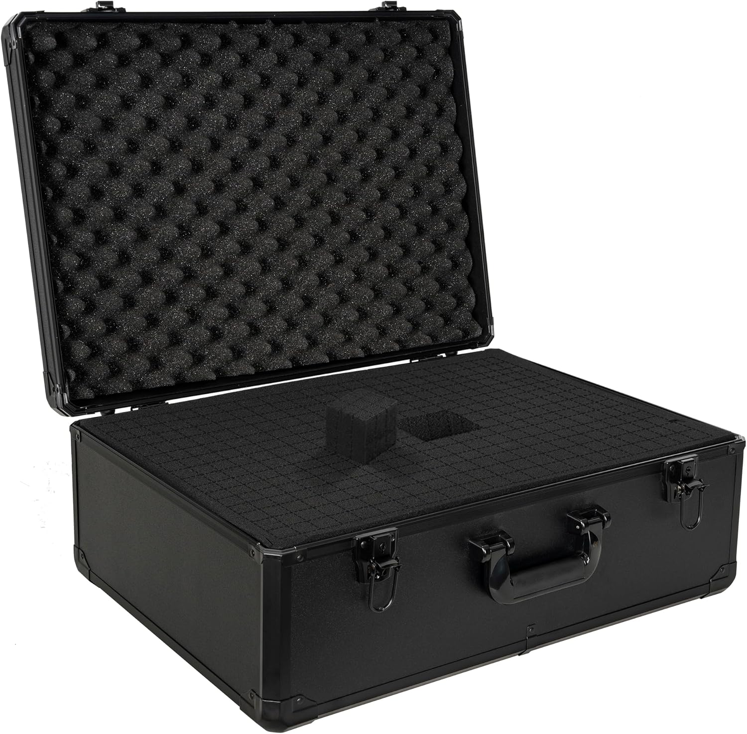 23 Inch Aluminum Carrying Case 23 X 16.5 X 8.6 Inch Ideal for Microphone & Camera Gear Transportation, DJ Mixer Case with Customizable Pre-Diced Foam, Black