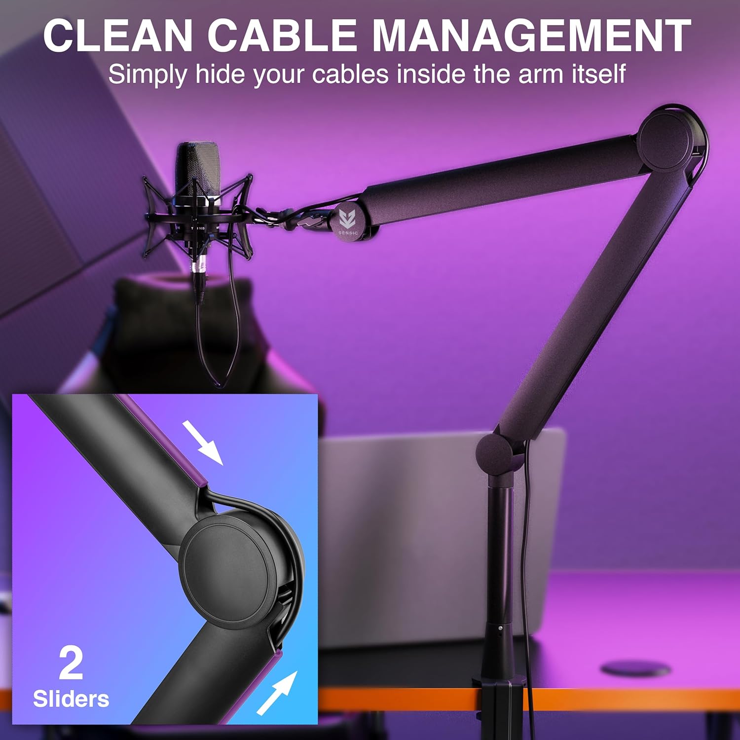 Sensic SA-30 Microphone Boom Arm, 360° Rotatable Mic Stand with 6 inch riser, Microphone Holder with 1/4