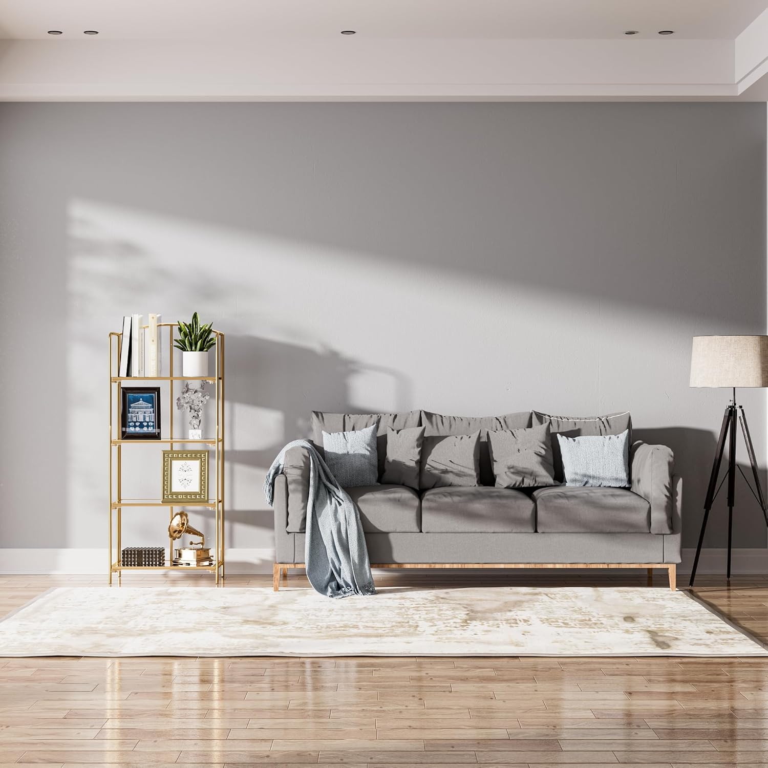 Crofy No Assembly Folding Bookshelf for Living Room, 4 Tier Gold Collapsible Book Shelf for Home Office, Portable Bookcase Storage Organizer