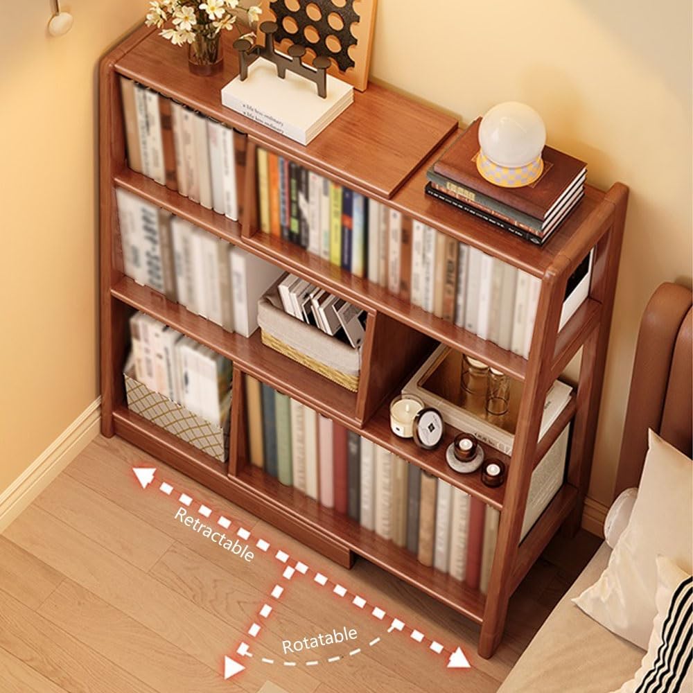 Ladder Shelf Wooden Extendable Shelf Bookcase, 3-Tier Ladder Bookshelf, Vintage Corner Bookcase, Storage Rack for Small Space or Corner Ladder Bookcase(White)