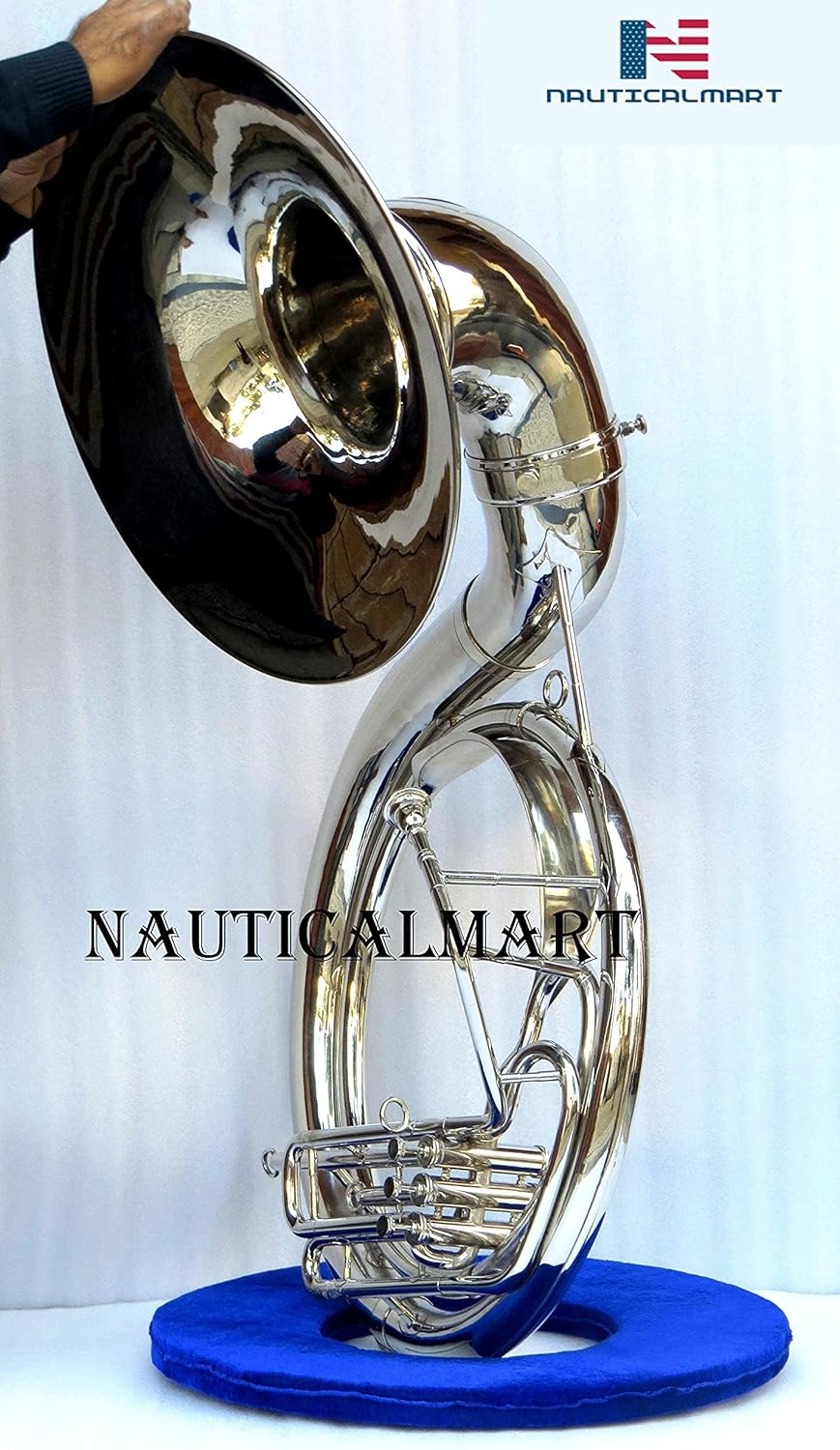 Bb Flat Silver Sousaphone Tuba With Free Case+Mouthpiece Bb Big Bell 24