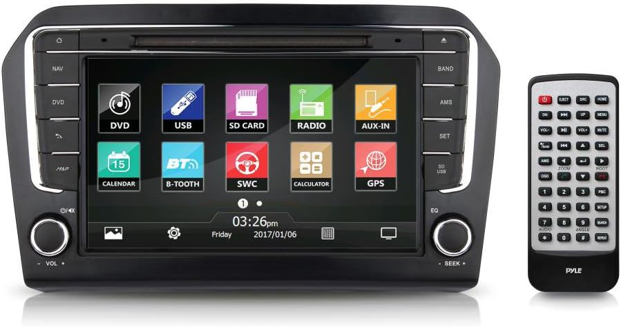 Pyle 2013 VW Jetta Console Radio Stereo Receiver System, GPS Navigation, 8’’ HD Touchscreen Display, Bluetooth Wireless, CD/DVD Player, AM/FM Radio, Double DIN (PVWJETTA13)