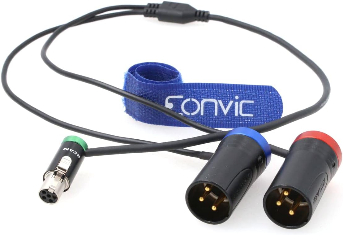 Eonvic Low Profile TA5F Mini 5Pin XLR Female to Dual 3Pin XLR Mixer Recorder Cable Audio Y Type Cable for Sound Devices 633 664 688 Zaxcom QRX