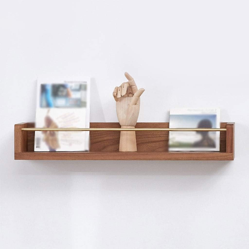 Floating Shelves Black Walnut Wall Mount Rack, Home Wall Shelf, Newspaper Magazine Display Stand, Retro Wall Decoration, Load Bearing 22kg (Color : Wood Color, Size : 40cm)