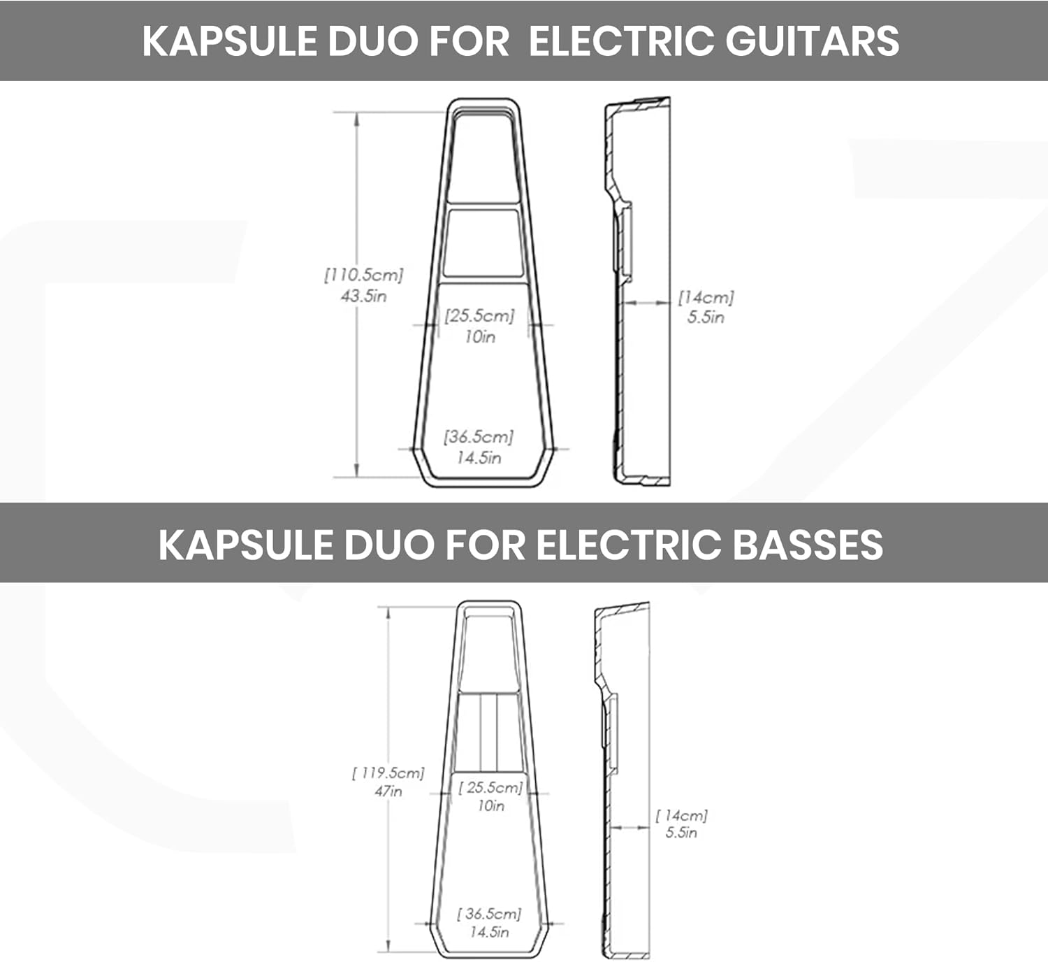 Kapsule Duo Travel Guitar Bag (2 Electric Guitars, Black)
