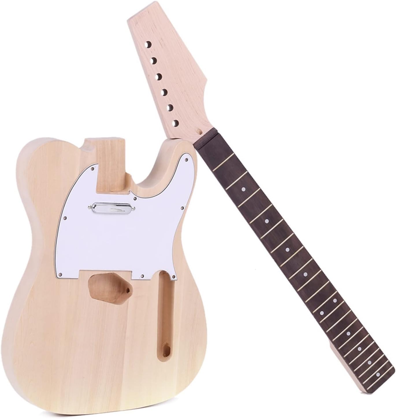 37 Inches Unfinished Electric Guitar DIY Kit Basswood Body Maple Neck Rosewood Fingerboard and Guitar Parts Unfinished Guitar Body