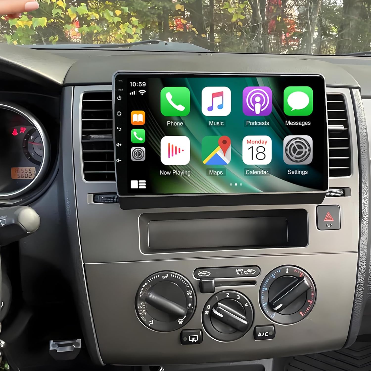 PHEZEN Car Stereo Radio Fit for Nissan Versa MK1 2007 2008 2009 2010 2011, 9 Inch Car Radio Receivers with Carplay/Android Auto WiFi GPS Navigation Bluetooth Backup Camera 2+32GB