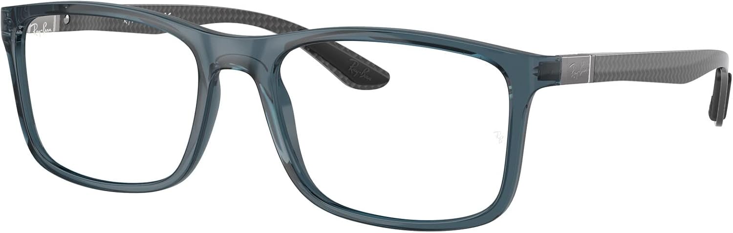 Ray-Ban 8908 Eyeglasses Bundle: 8908 8908 5719 Transparent Blue 53mm and Eyewear Cleaning Kit