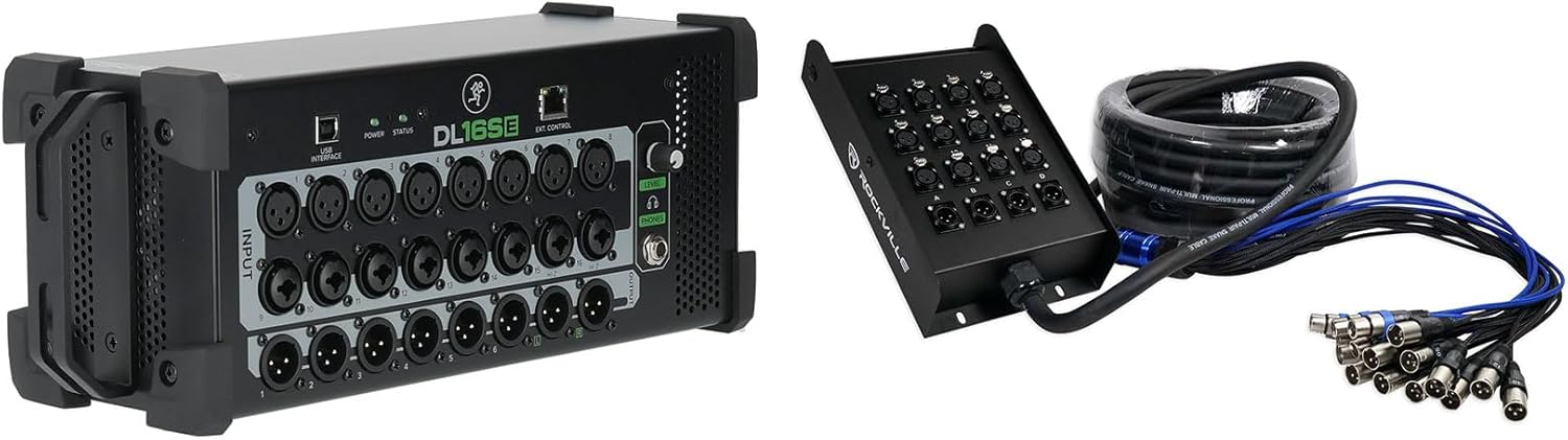 Audiosavings Bundle: Mackie DL16SE 16-Channel Digital Rack Mixer with Onyx+ Preamps and 16x16 USB Audio Interface Bundle with Rockville SX1650 16-Channel 50-Foot XLR Snake Cable (2 Items)