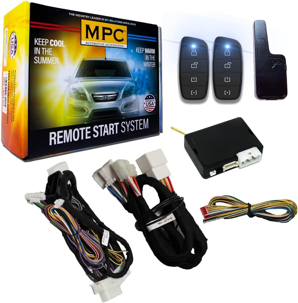 MPC Complete (2) 4-Button 2-Way Extended Range Remote Start Kit Compatible with Toyota Prius C 2012-2014 Hybrid - with T-Harness - Firmware Preloaded