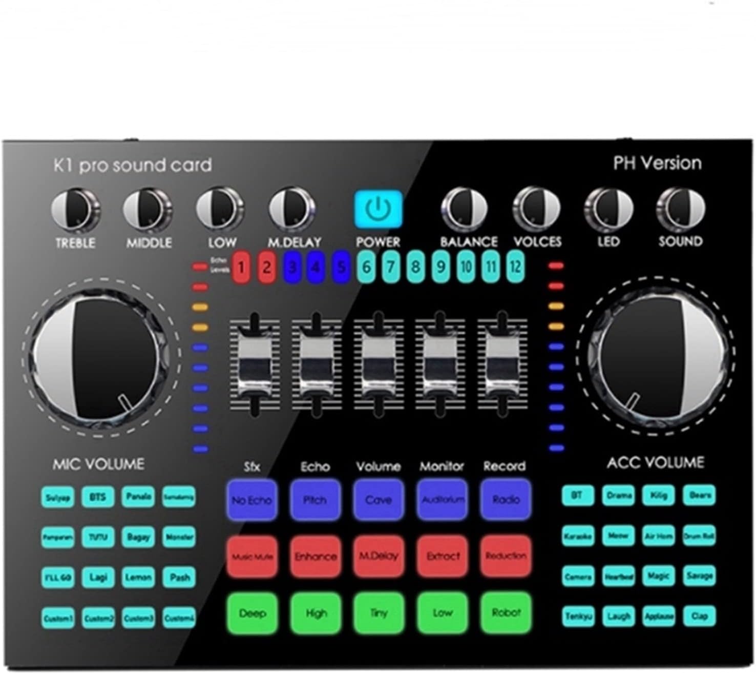 Professional Audio Mixer,K1 Live Sound Card Portable Bluetooth Sound Card Profession Adjustable Volume Audio For Music Recording Karaoke Singing