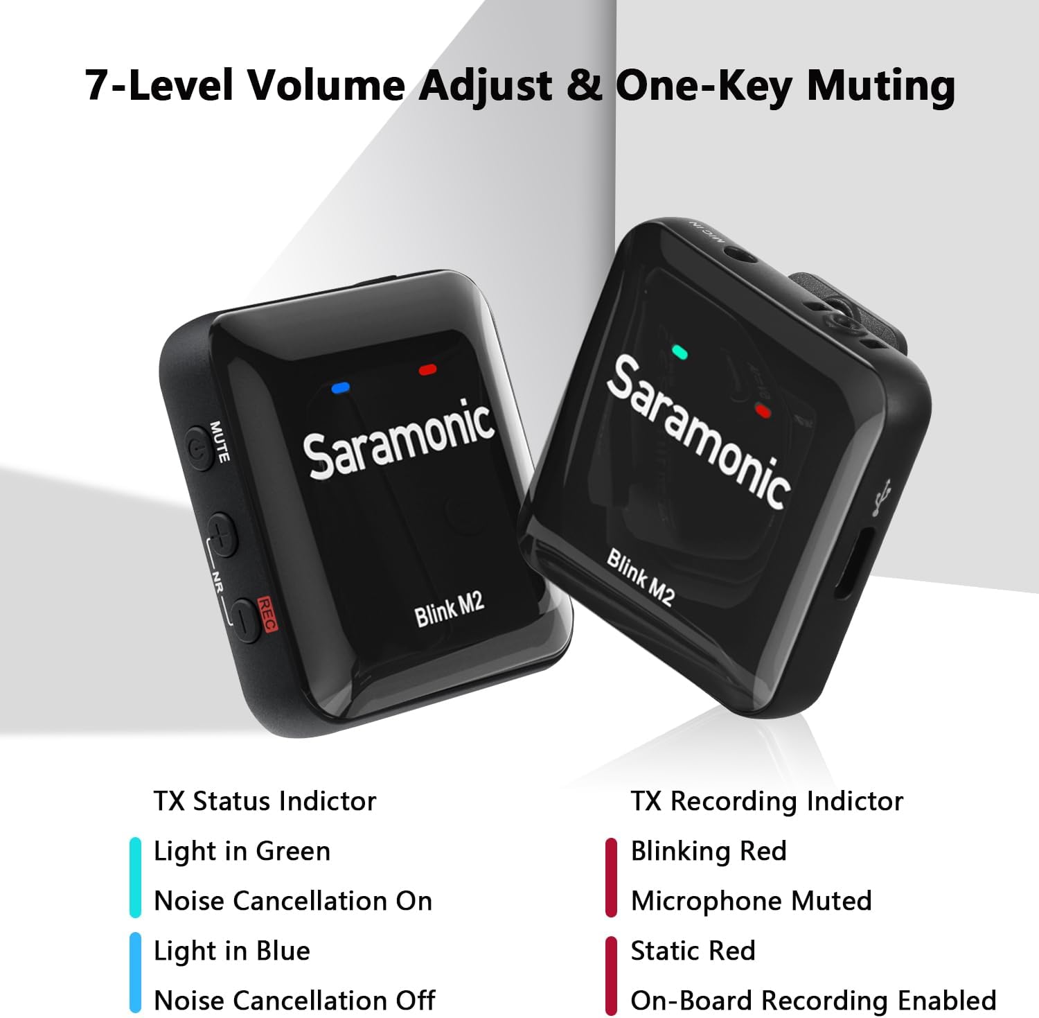 Saramonic Blink M2 Wireless Lavalier Microphone for Cameras, Onboard Recording, 656FT Range, 12H Battery Life, Noise Cancellation Compact Clip Lapel Mic for Video Recording Interview Live Streaming