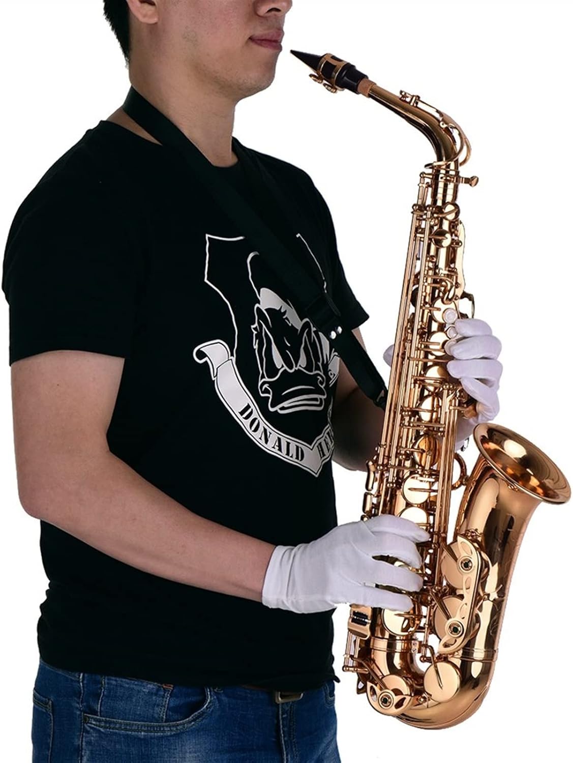 EB Alto Saxophone Brass Material Wind Instrument with Carry Case Gloves Cleaning Cloth Sax Straps Tuner Professional Saxophone