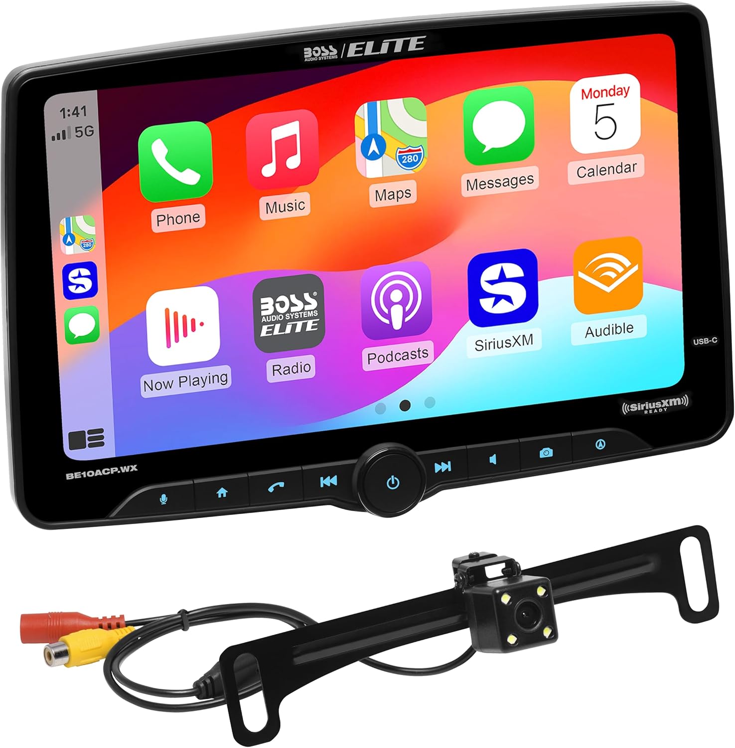 BOSS Audio Systems Elite Series BE10ACP.WXC Car Stereo - Wireless CarPlay Android Auto, Compatible with SiriusXM, 10.1 Inch Touchscreen, No DVD Player, Rear Camera (Renewed)