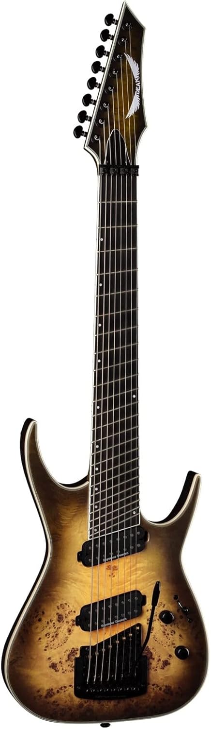 Dean 8 String Exile Select Multiscale Kahler Guitar, Ebony, Satin Natural Black Burst