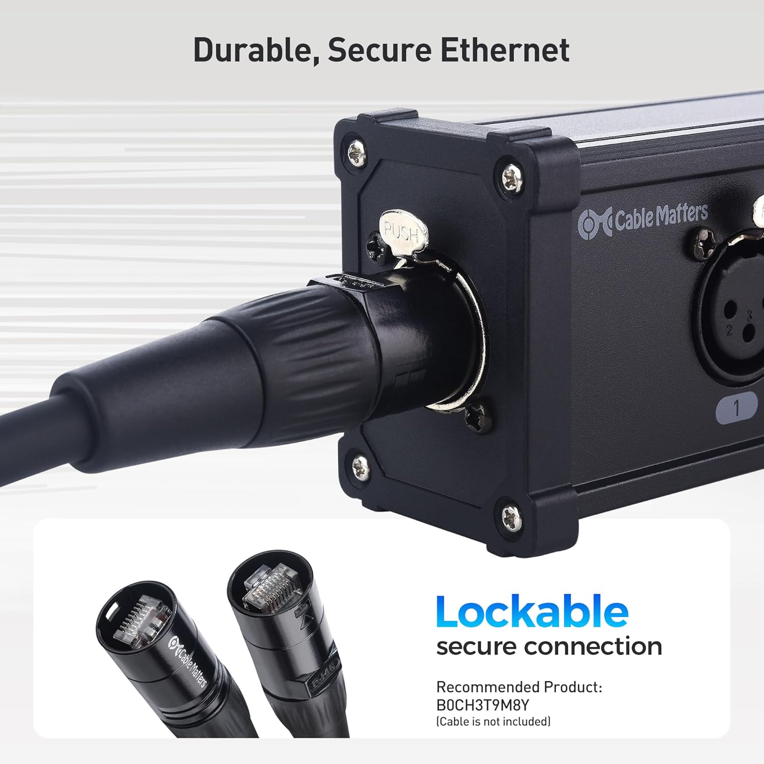 Cable Matters Multi Network XLR Cable 4 Channel Breakout Kit Pair with 2 Boxes, Black & Shielded Cat6 Ethernet Cable Compatible with EtherCON RJ45 Connectors in Black- 50 ft