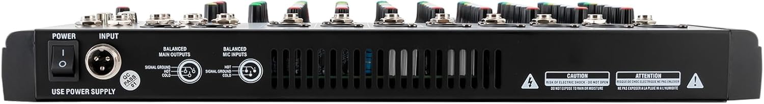 8-Channel Audio Mixer 110V Professional Live Studio DJ USB Bluetooth Stage Mixing Console 18W