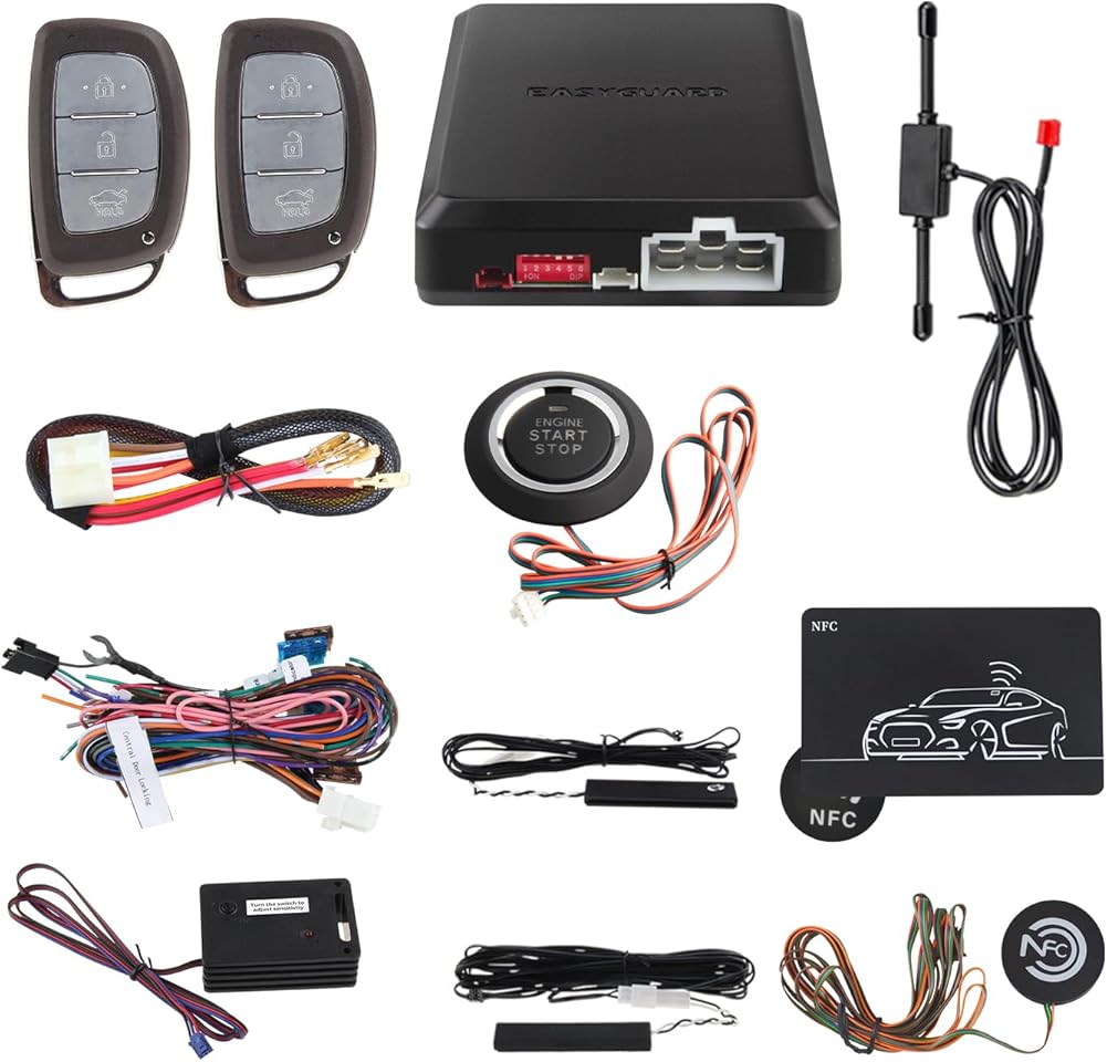 EASYGUARD EC002-HY2-NS Smart Key Passive keyless Entry System with keyless go Remote Start pke Lock and Unlock Shock Warning
