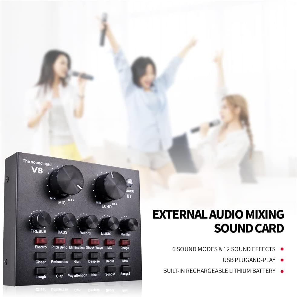 BM 800 Professional Audio V8 Sound Card Set Condenser Microphone for Podcast Recording Live Broadcast