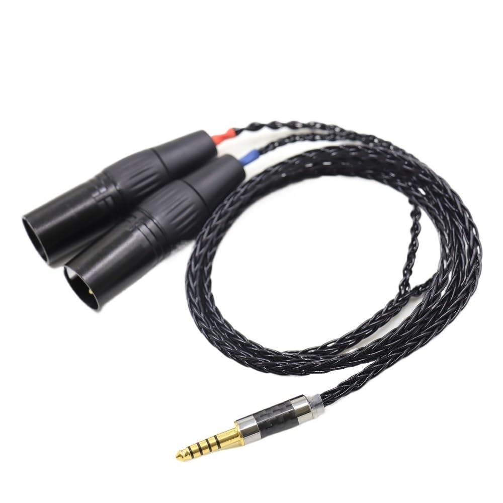 Black h&*igh qu>ality 8 Cores Silver Plated 4.4mm Balanced Male to Dual 2X 3pin XLR Balanced Male Audio Adapter Cable(1m)