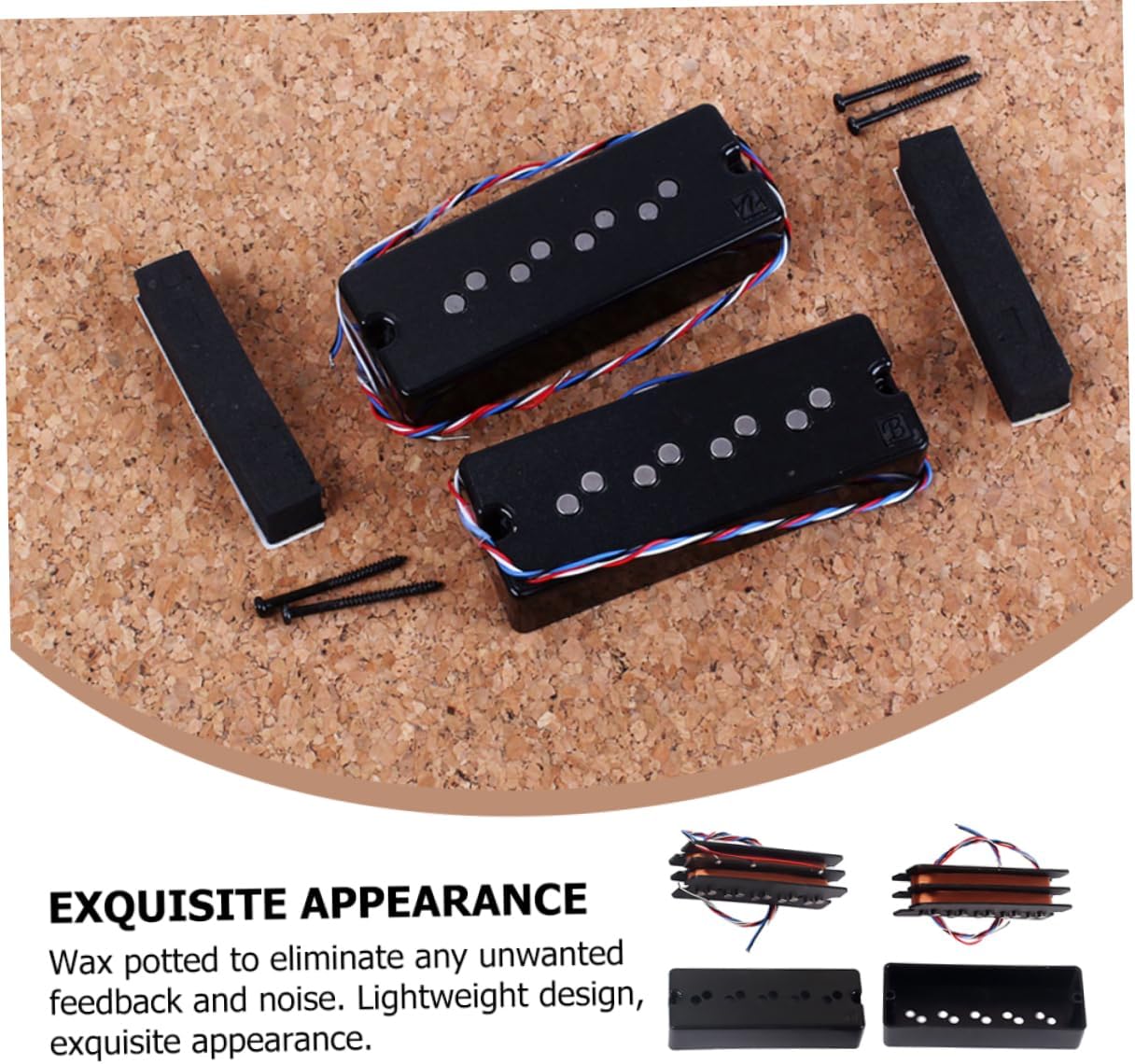 Kisangel 5-String Bass Pickup Set Double Layer Vintage Humbucker 10 Dots Compatible Bass Guitar Replacement Parts for Electric
