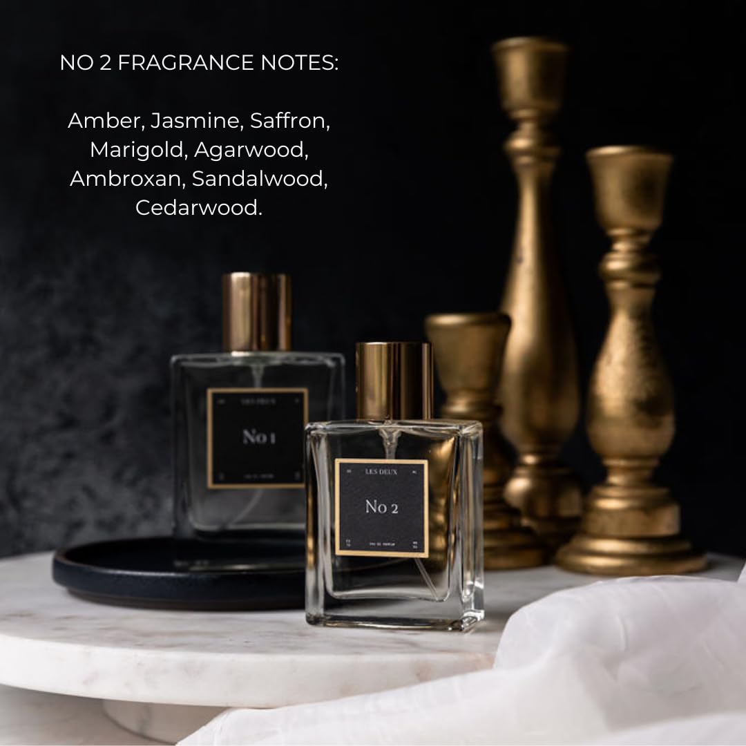 Les Deux No. 2 Peau d’Or Perfume - Unisex: Notes of Amber, Saffron, Sandalwood & Cedar (100 ML). Award winning fragrance for Men and Women, Luxury Fragrance, Long Lasting, Non-Toxic, Vegan