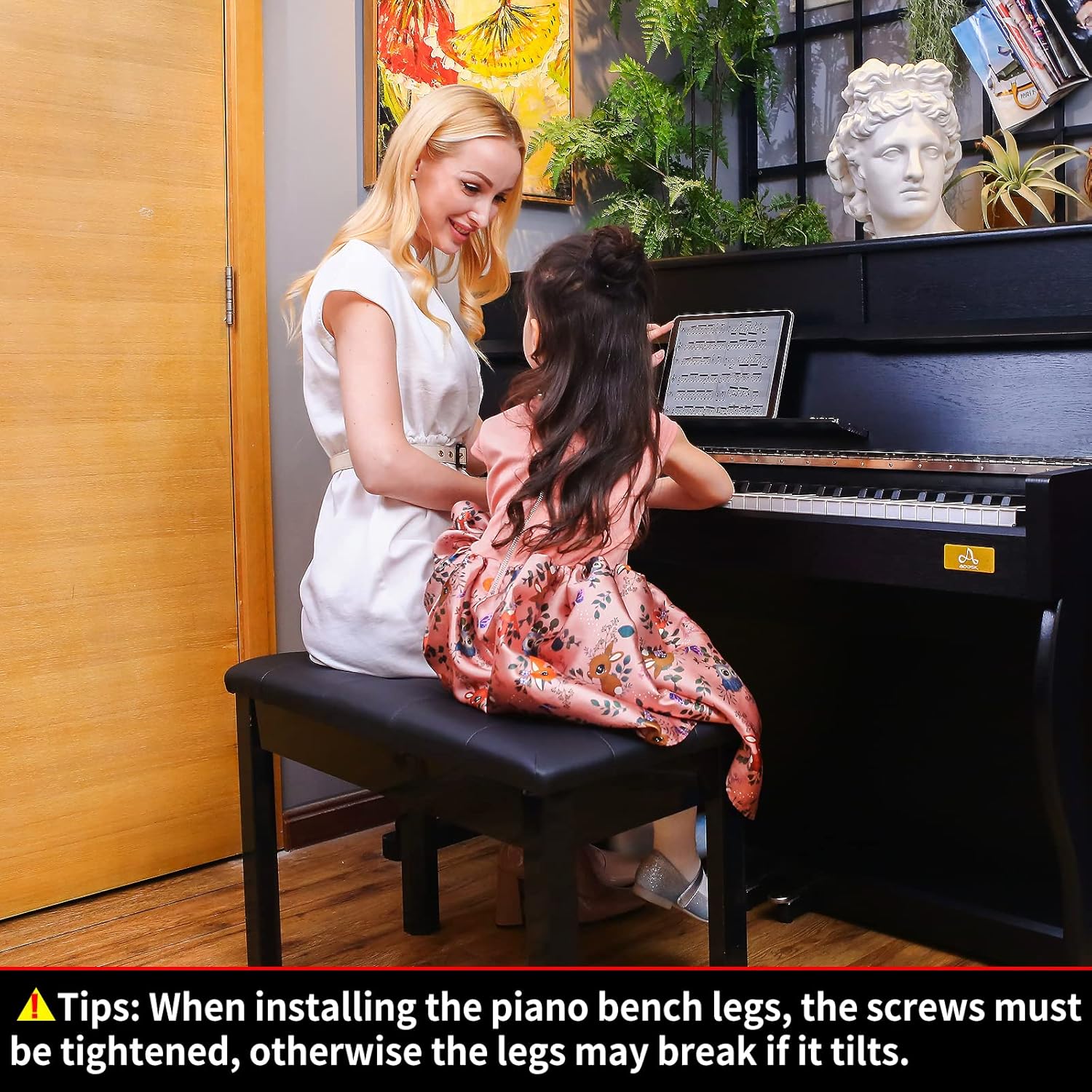 AODSK Beginner Digital Piano 88 Key Keyboard+AODSK Wooden Duet Piano Bench