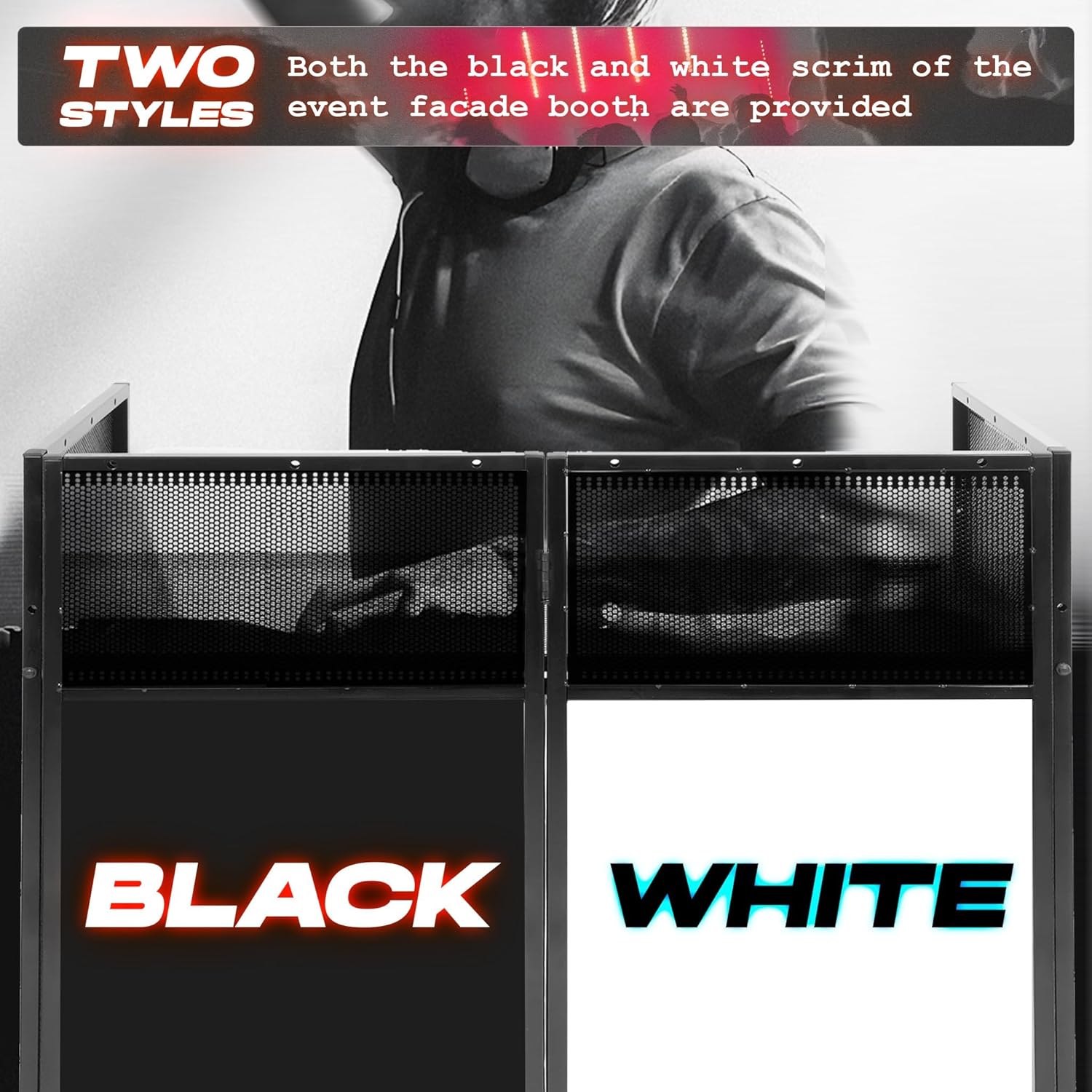 KUAFU Portable DJ Booth DJ Facade Table Station for DJ & Working Event Foldable 20