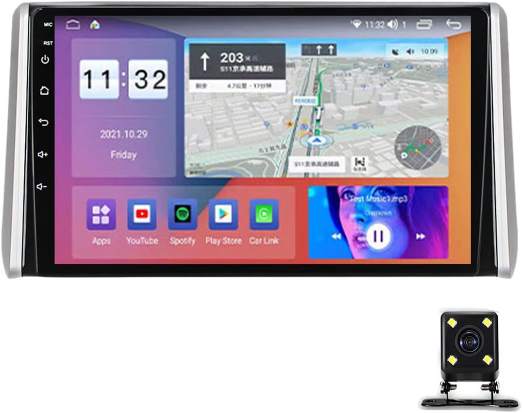 Double Din Car Stereo with Navigation MP5 Player for Toyota RAV4 2018-2020, 9 Inch Car Radio with Bluetooth and Backup Camera, Touch Screen, Mirror Link, Steering Wheel Control