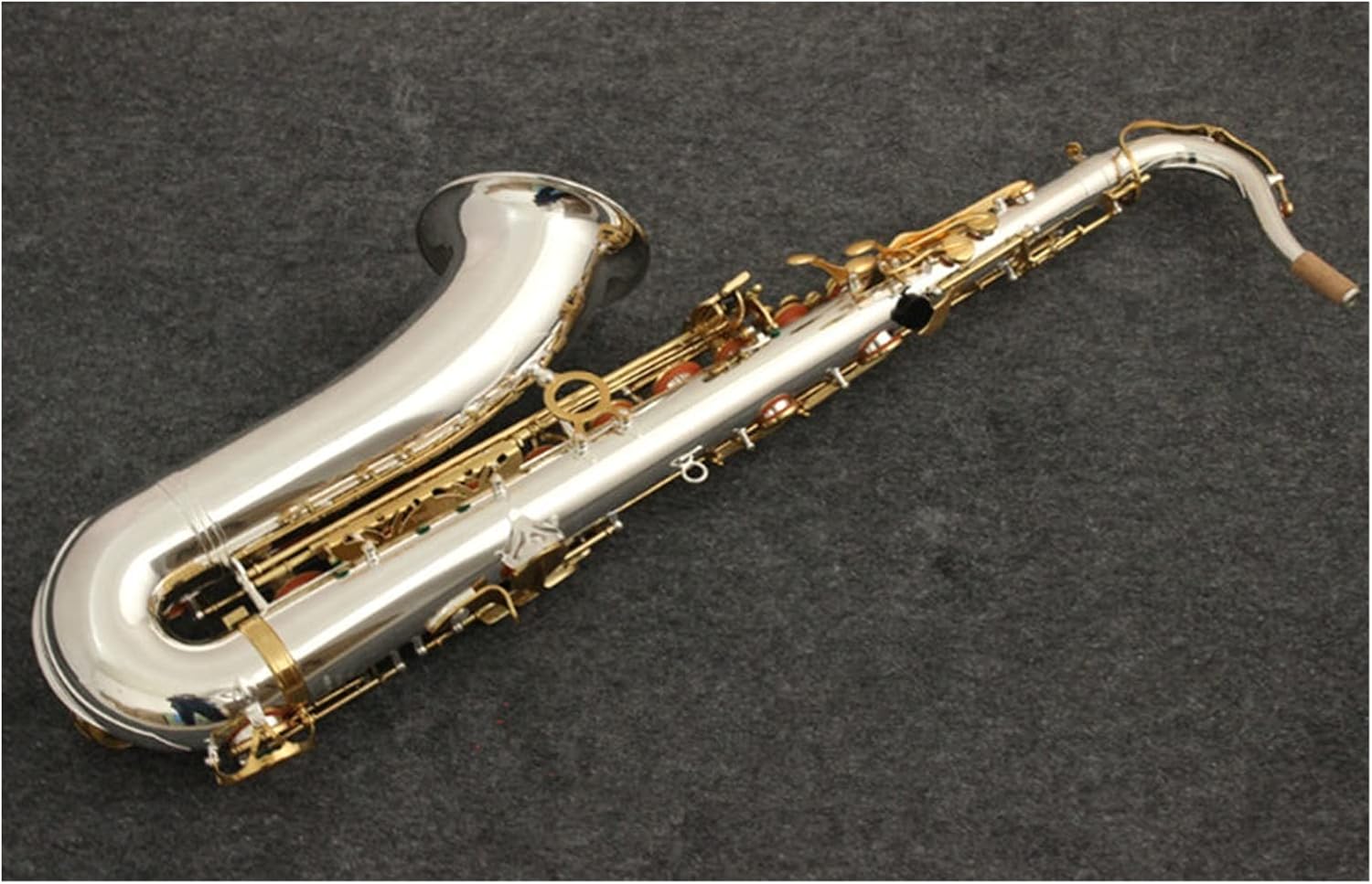 Tenor Saxophone Bb Tone Nickel Silver Plated Tube Gold Key Sax Musical Instruments with Case Mouthpiece Gloves Student Saxophone