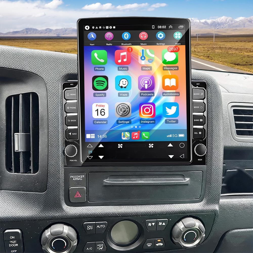 ikasus Android 13 Double Din Car Stereo Radio for Honda Ridgeline 2006-2014 9.7 inch Touch Screen Car Stereo w/Carplay Android Auto Support GPS Bluetooth WiFi FM RDS DSP Backup Camera,2+32G