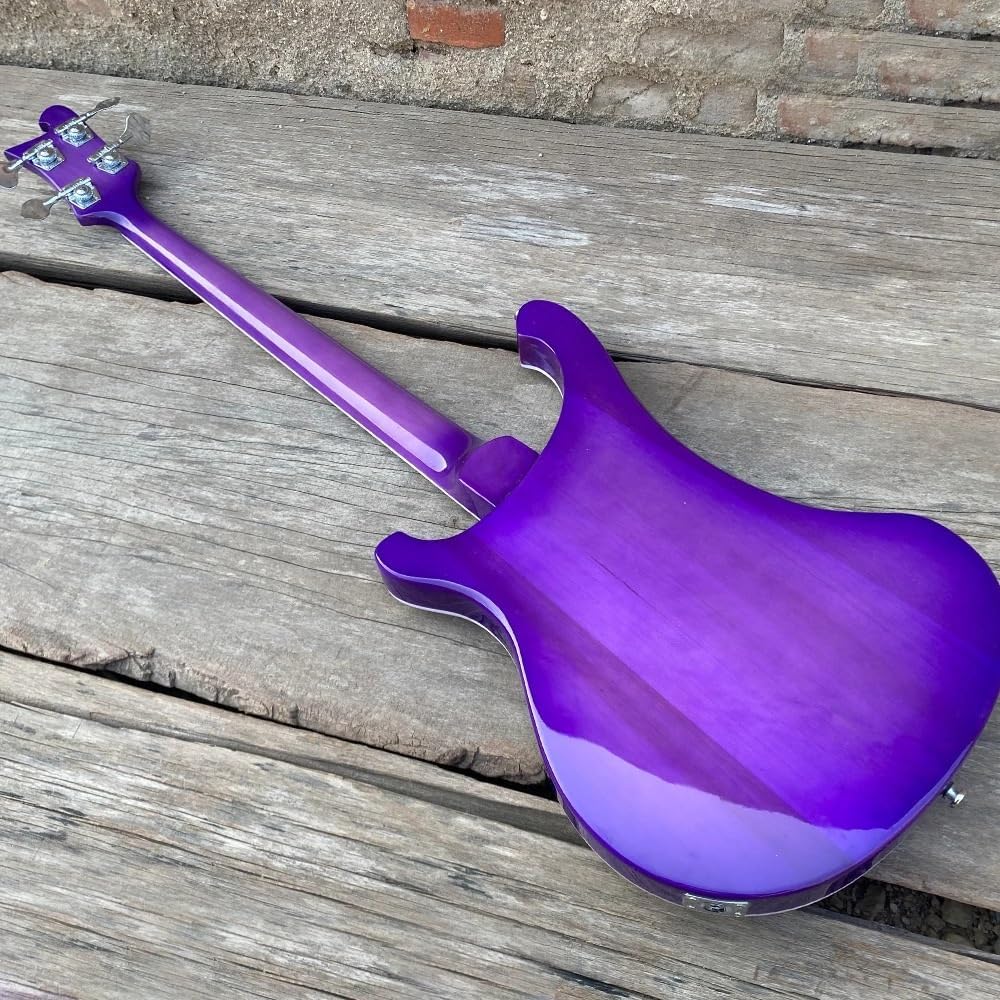 4-String Electric Bass Guitar-Purple Gloss Finish with White Pickguard - Rosewood Fingerboard, Basswood Body