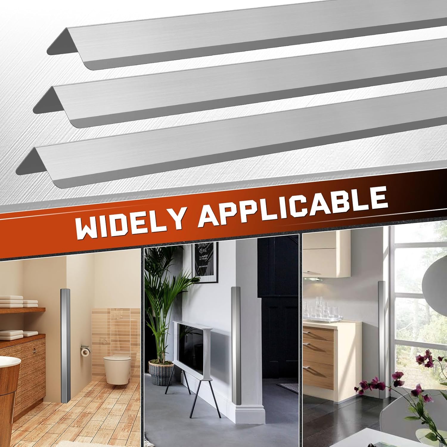 Zipcase Stainless Steel Wall Corner Guard 2 x 2 x 48 inch, Pack of 10 Metal Wall Corner Protector with 90-Degree Angle for Wall Protection and Decoration.