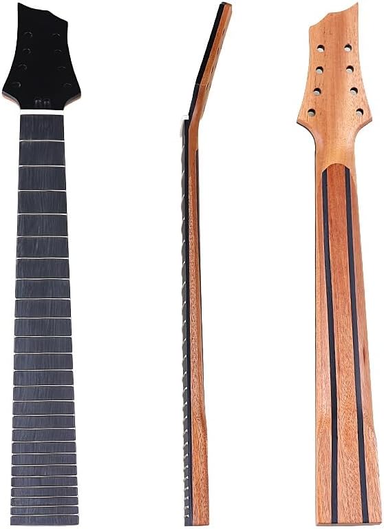 8 Strings Electric Guitar Neck 24 Frets Wood Neck Black Head With Double Truss Rod Double Back Line 7.5cm Heel Width