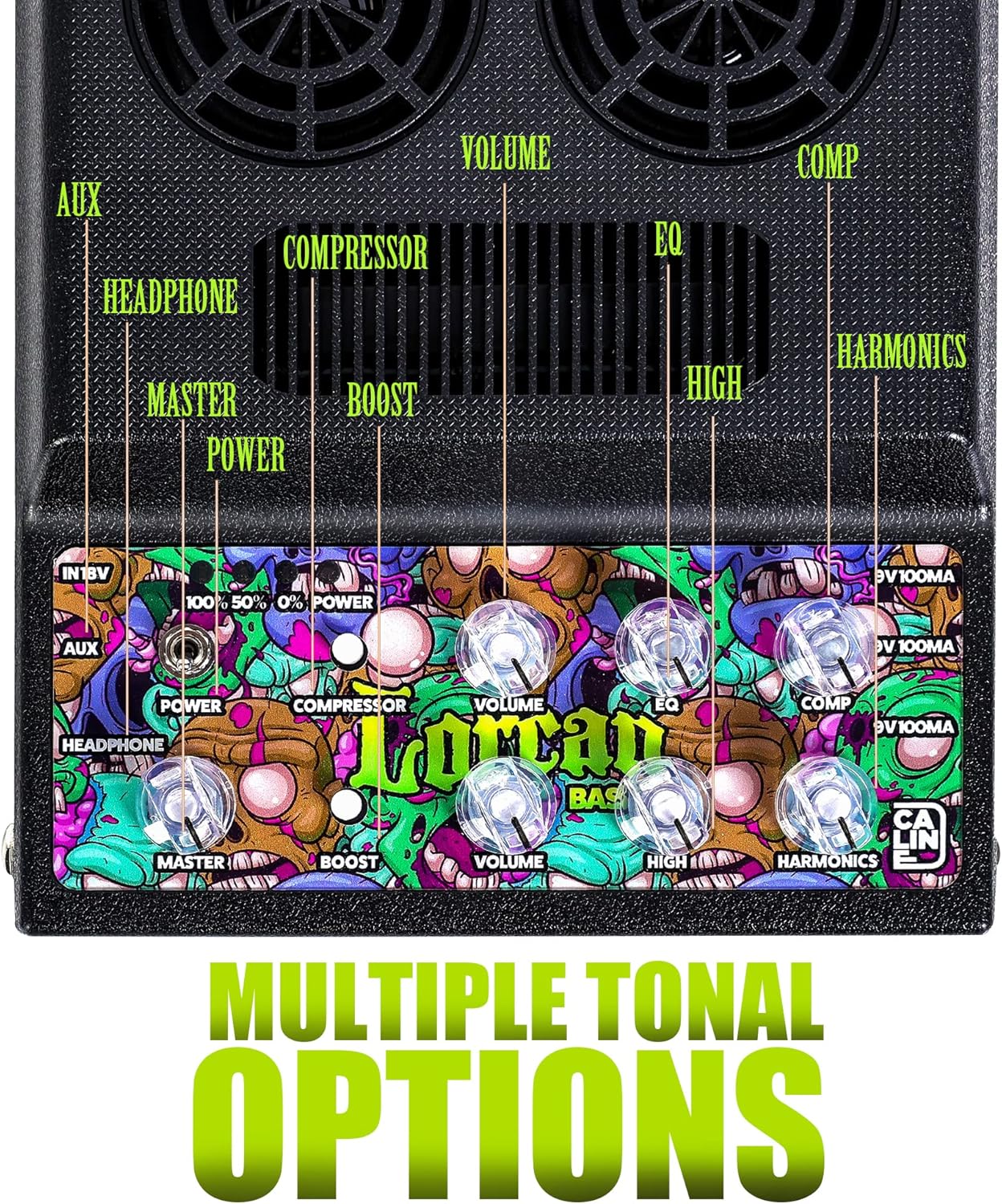 Caline 20W Electric Guitar Amp and Bass Amplifer Kits Rechargeable Mini Guitar Amplifer Combo for Desktop Practice with Distortion, Delay, Aux in and Headphone Jack