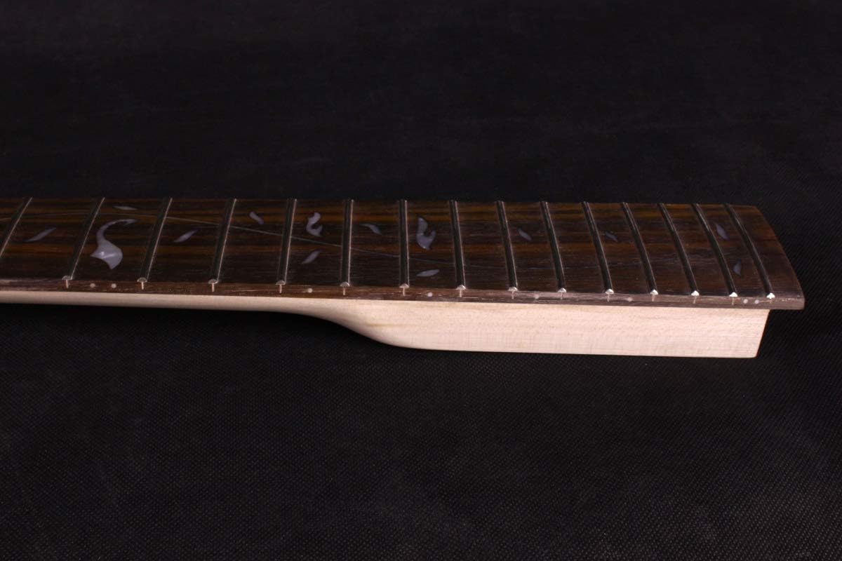 Yinfente Bass Guitar Neck 24Fret 34inch Canada Maple Rosewood Fretboard Paddle Head Vine Inlay