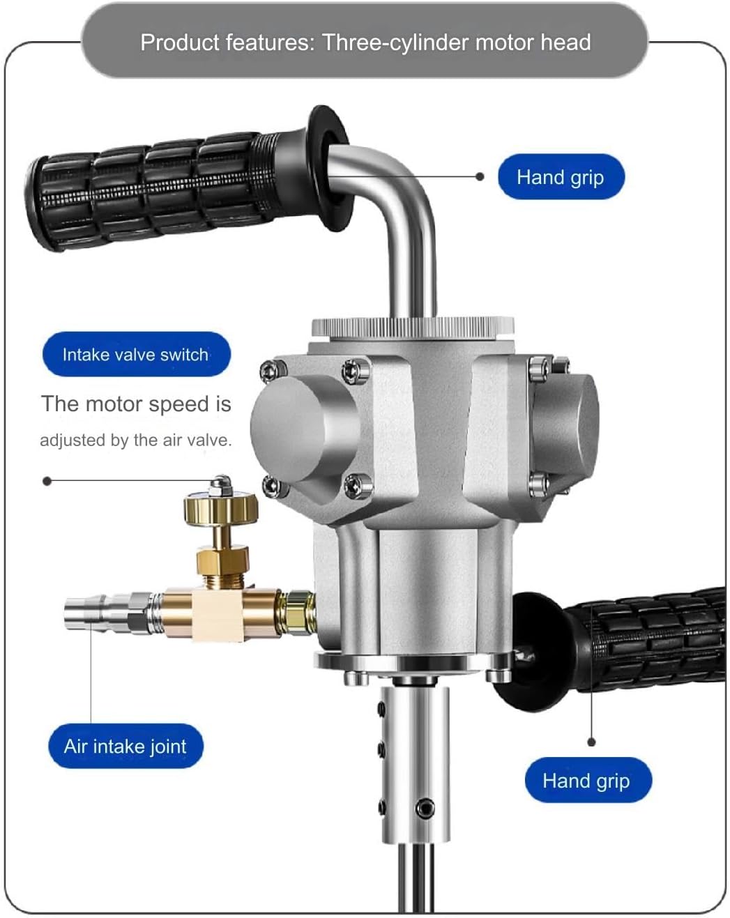 Handheld Mixer Drum Mixer,Pneumatic Paint Mixer Stirrer, Agitator Paint Mix Tool Paint Agitator Paint Mixing Machine