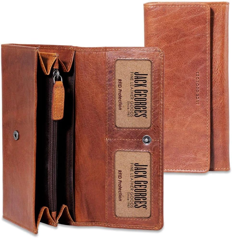 Jack Georges Women's Voyager Clutch Wallet in Buffalo Leather #7726 (Honey)