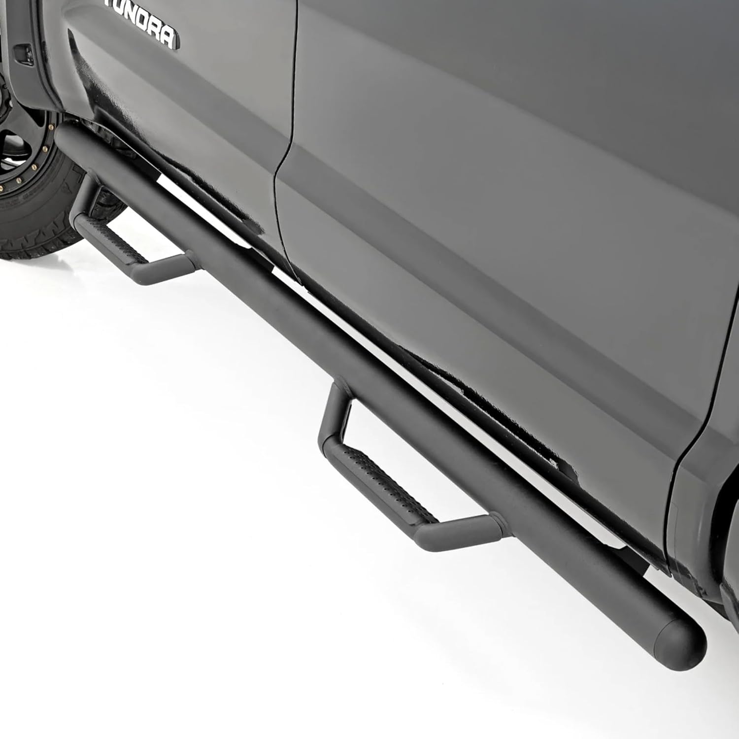 Rough Country Cab Length Nerf Step Bars for Toyota Tundra (2007-2021) Crew Max - Rugged Side Steps, Easy Bolt-On Install, Off-Road Ready