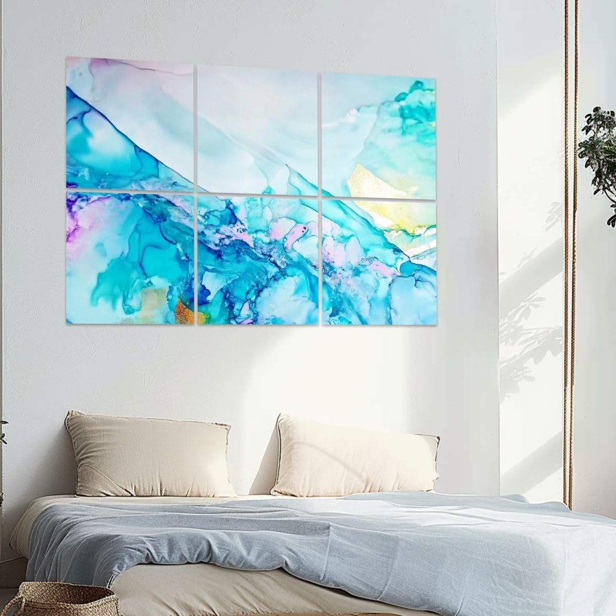 6 Pack Art Acoustic Panels Clouds Macro White Grass Blots Transparent Soundproof Wall Panels, 48