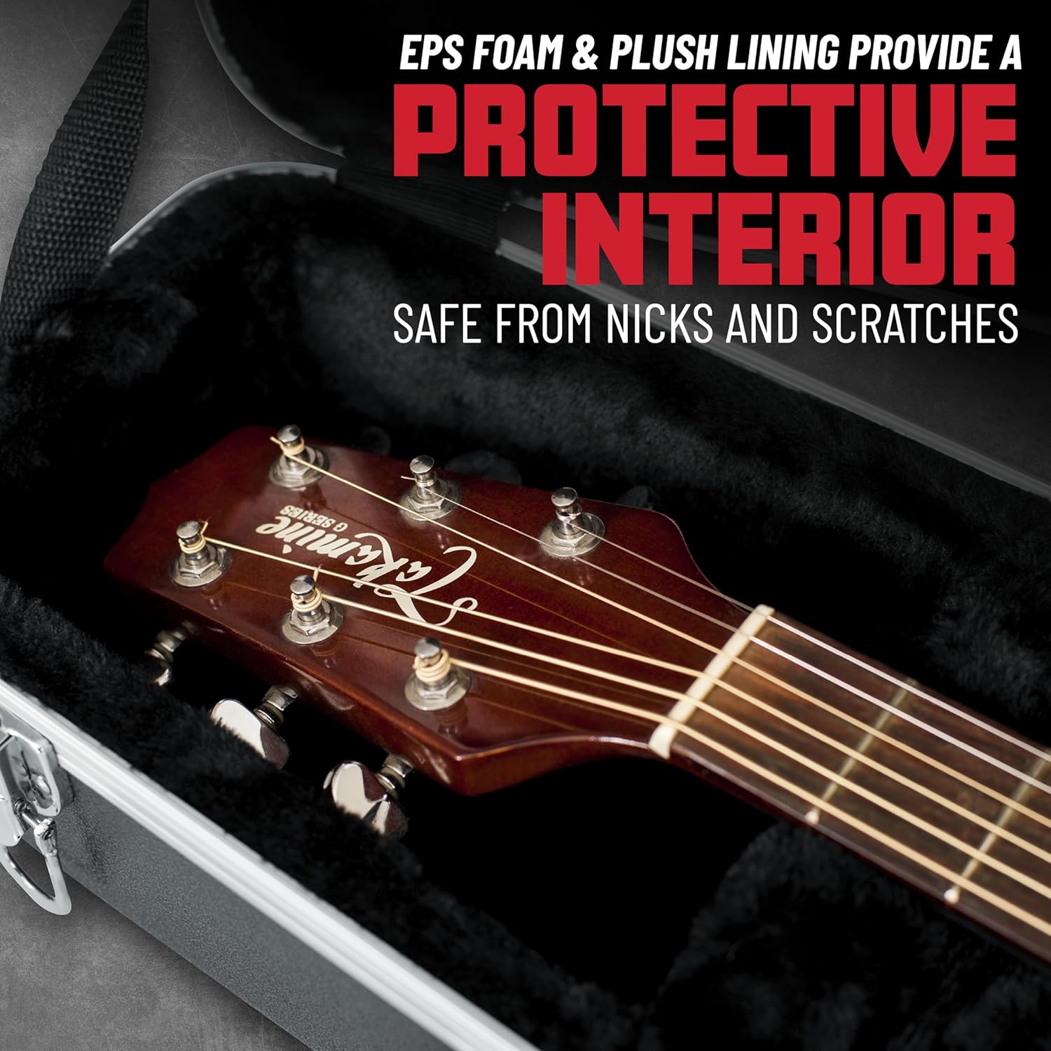 Gator Cases Deluxe ABS Molded Guitar Case for Acoustic Guitars, Fits Yamaha APX Style Acoustic Guitars (GC-APX)