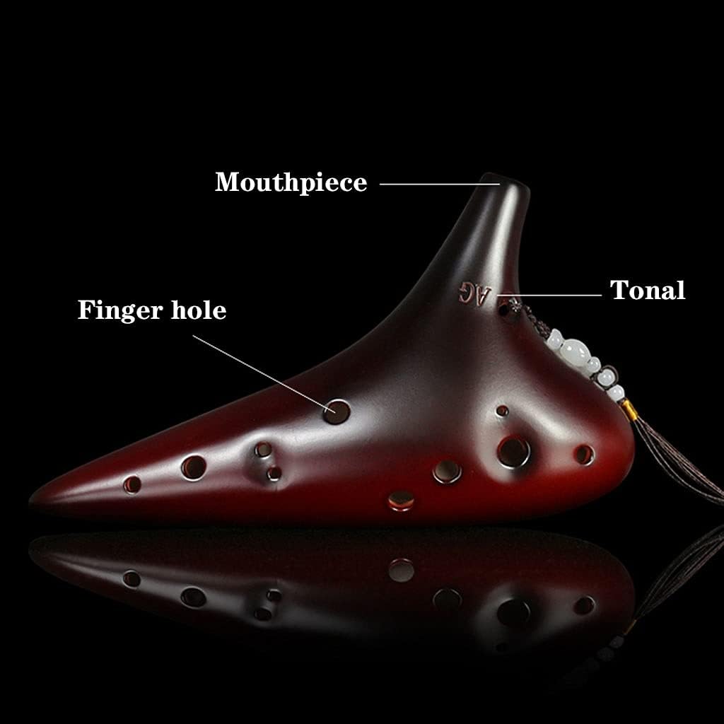 Ocarinas 12-Hole Alto AG Tone Professional for Beginners Minority National Musical Instrument 12-Hole Whistle Flute Instrument (Color : Brown, Size : 19.5 * 11.3cm)