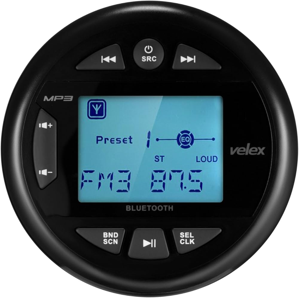 Marine Bluetooth Stereo Gauge Radio Digital Media MP3 / WMA/USB/AM/FM Weather-Proof Marine Stereo, (No CD Player)