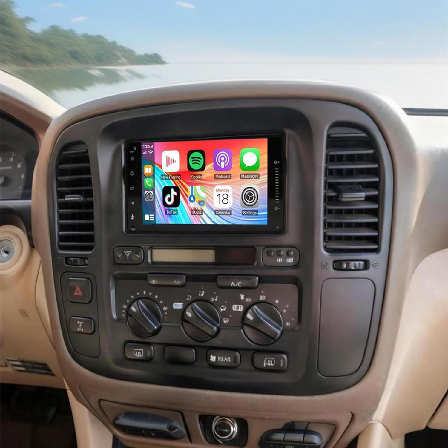 7 Inch Car Stereo for Toyota Land Cruiser 100 1998-2007,Android 13 Double Din Car Radio with Carplay & Android Auto, in-Dash Navigation Radio with BT Mirror Link WiFi FM Radio & Backup Camera