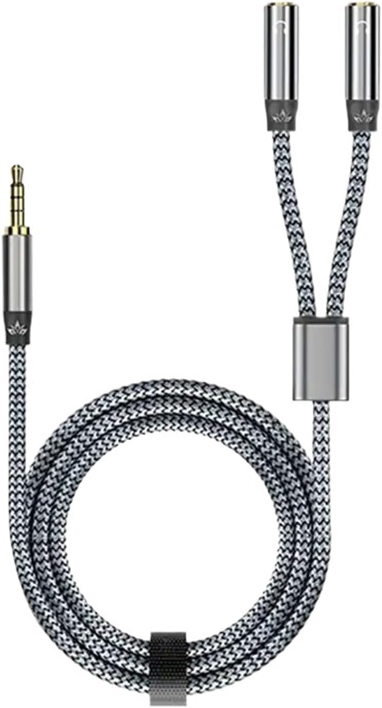 Headphone Audio Adapter Jack 3.5mm TRRS Male to 2 Female Headphone Surround Sound Dual Channel to Mono Laptop Speaker AUX Cable(3.5 to F)