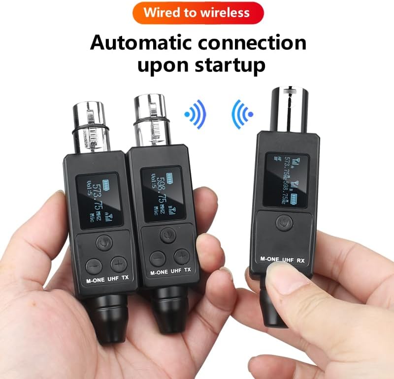 YXG UHF Wireless XLR Transmitter and Receiver Plug-on Wireless Microphone System for Dynamic/Condenser Microphone,with 48V Phantom Power, Electric Guitar/Bass, and More,Audio Mixer, PA System
