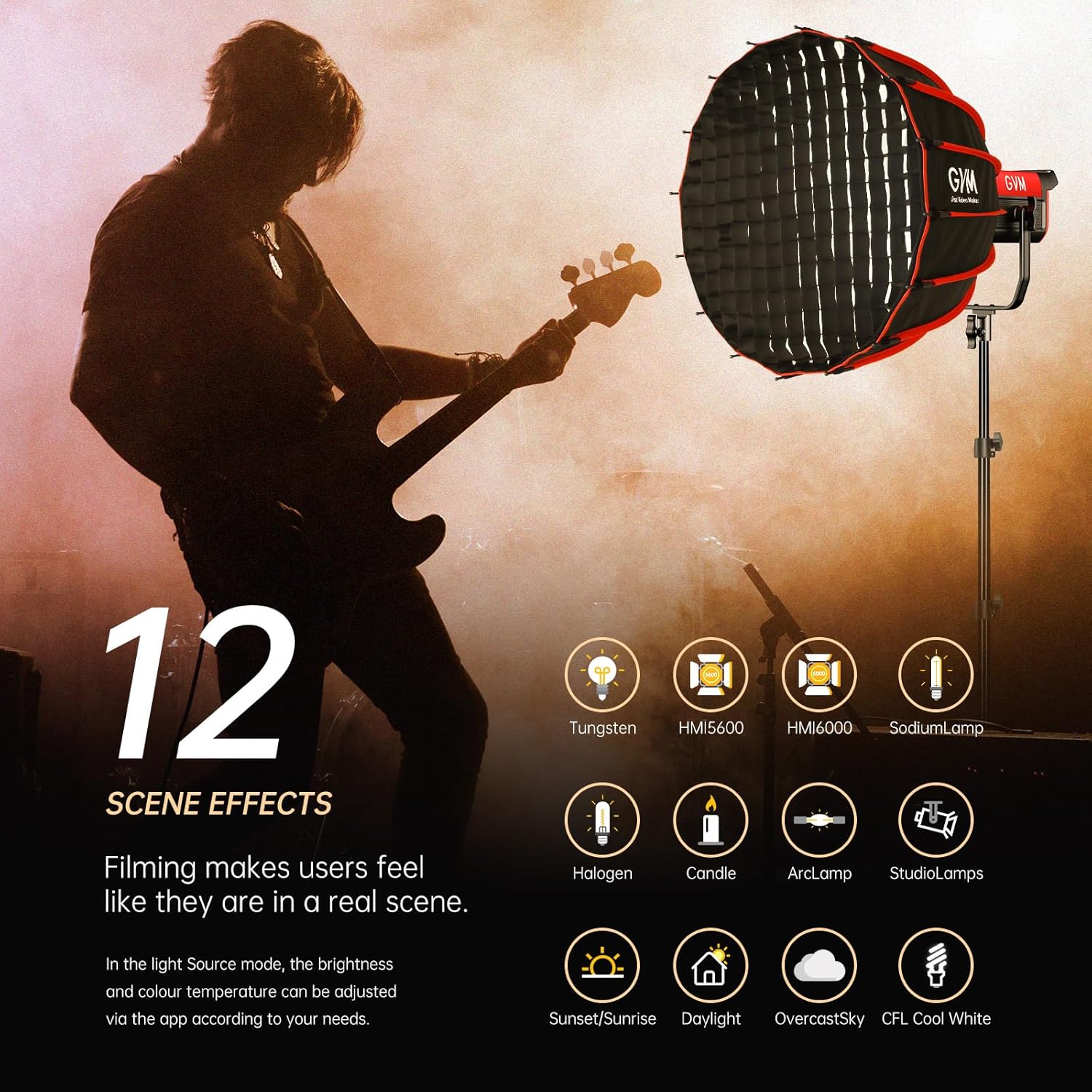 GVM Video Lighting 300W Bi-Color Studio Lights kit with Bowens Mount Softbox and Stand CCT 2700K~6800K CRI 97+ Continuous Lighting for Photography